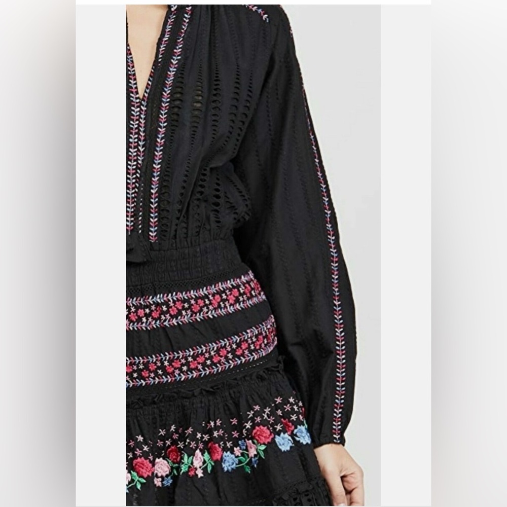 MISA Los Angeles Manuela Embroidered Mini Dress - size small - black/pink/blue - Picture 8 of 13
